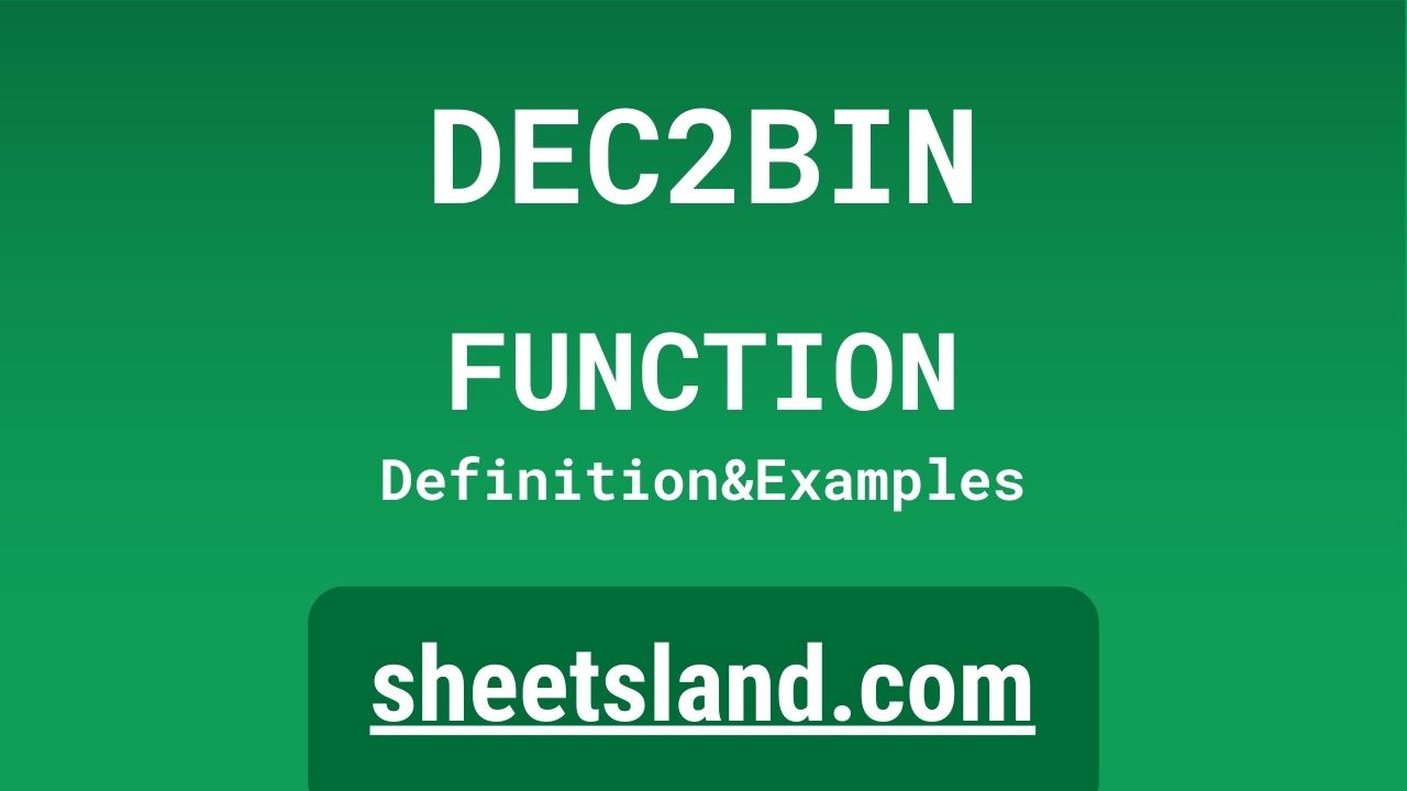 DEC2BIN Function